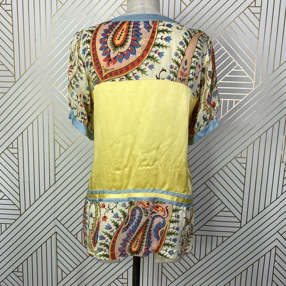Johnny Was Mistic Paneled & Printed Tunic Top Yellow Floral Size US Small - Picture 7 of 11